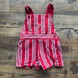 Vintage Body Gear Toddler Red & White Striped Overalls Shortalls Size 2T